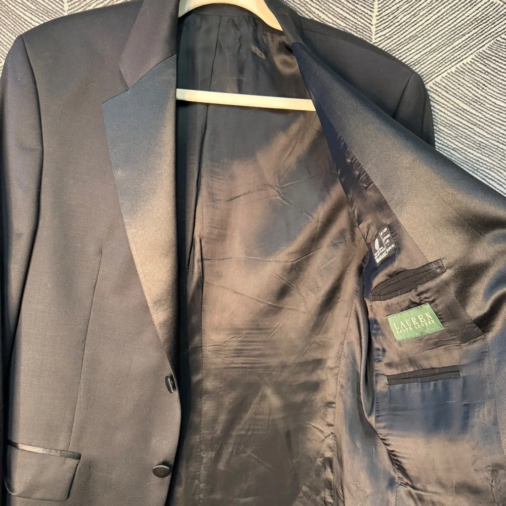 Ralph Lauren Black Wool Tuxedo Jacket Mens Formal‎ Evening Wear Sz 39 / M